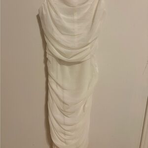 Elegant White Draped Dress